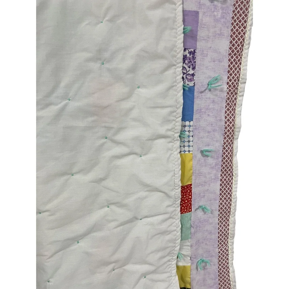 Handmade Vintage Patchwork Tied Quilt‎ Throw Blanket 40x48